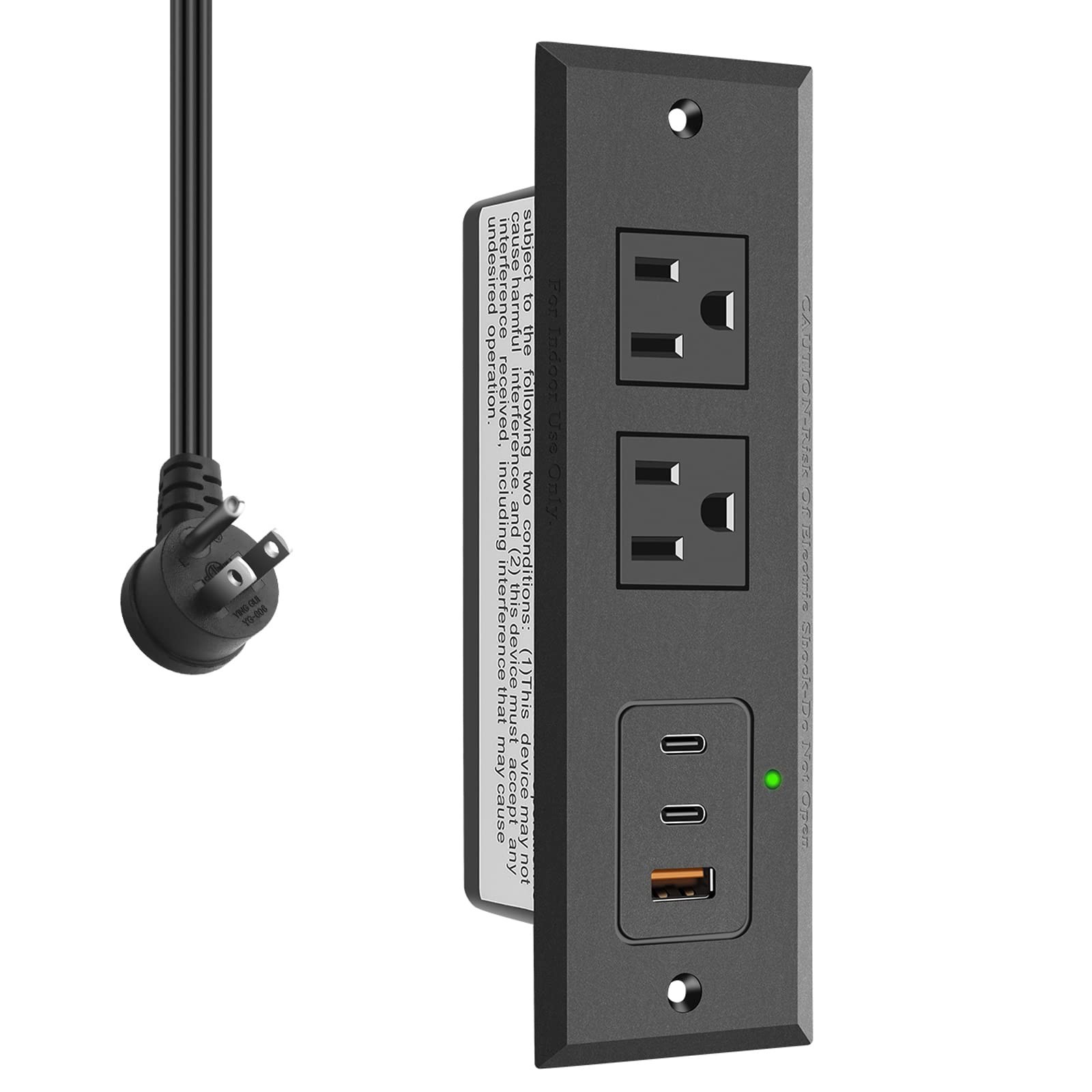 Recessed Power Strip with Two USB-C Ports, Fast Charging USB a Port Desk Outlet,