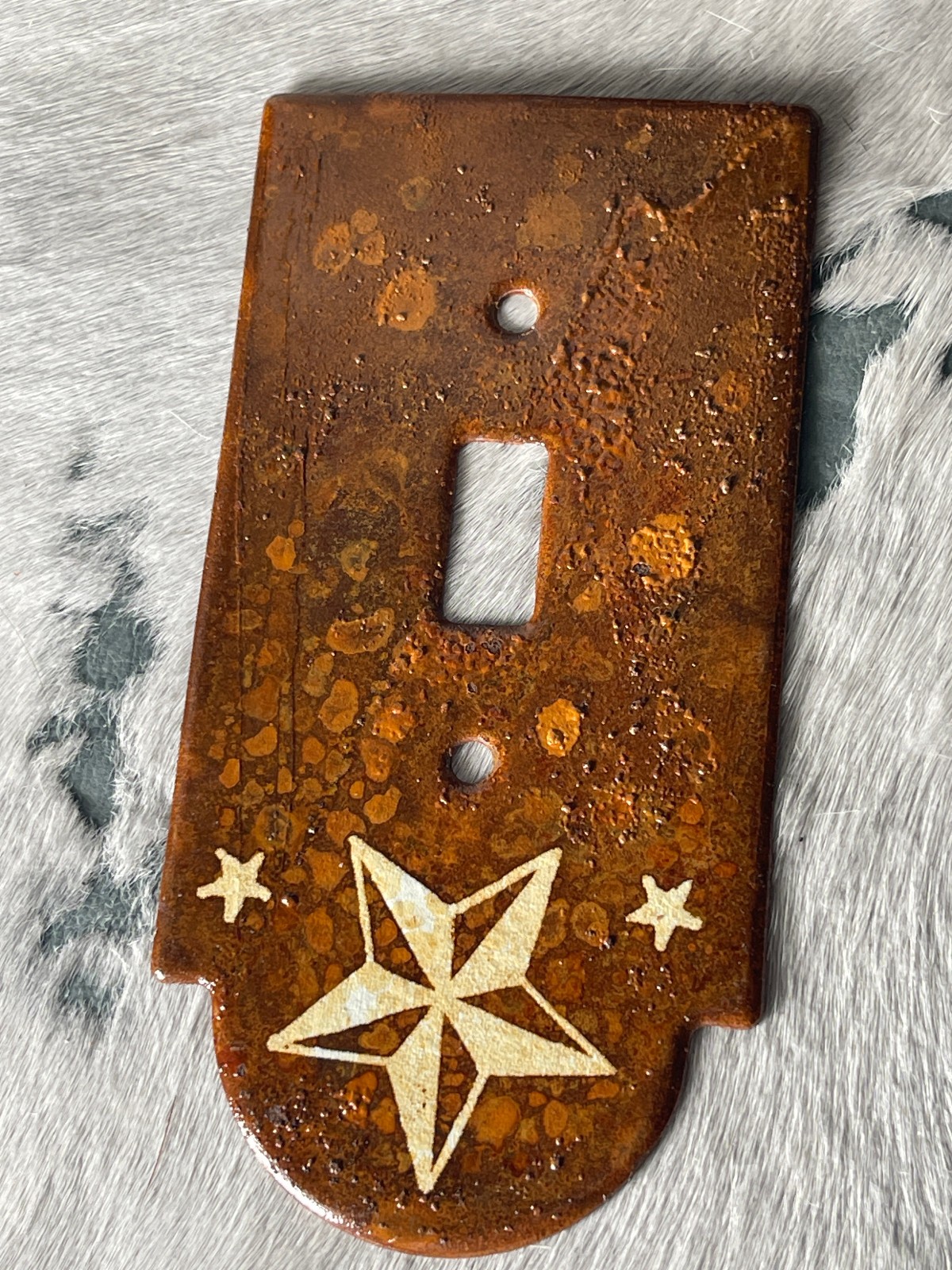 Western Light Switch Plate Cover 6 x 4.25 in TX Star Single Rust Brown No Screw
