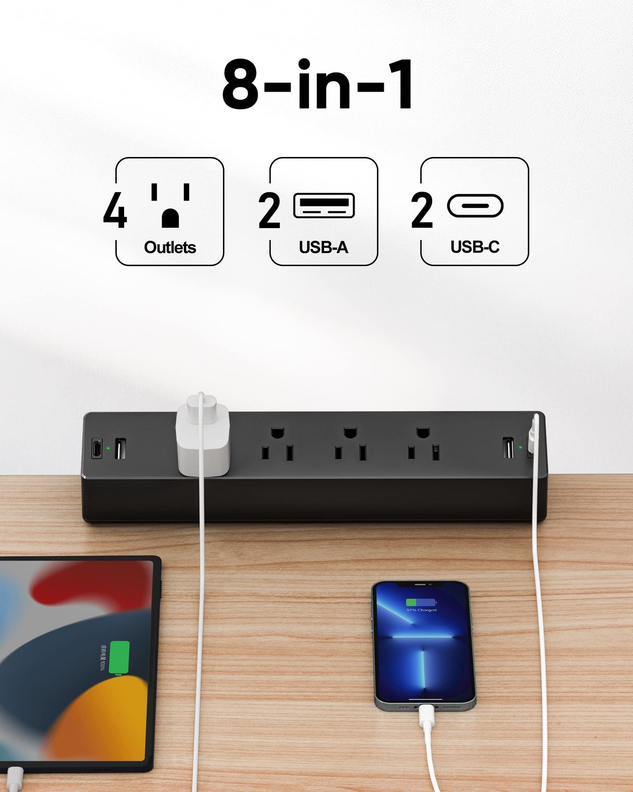 Desk Clamp Power Strip, 1875W Surge Protectors with 2 USB A, 2 USB C Ports, 4…
