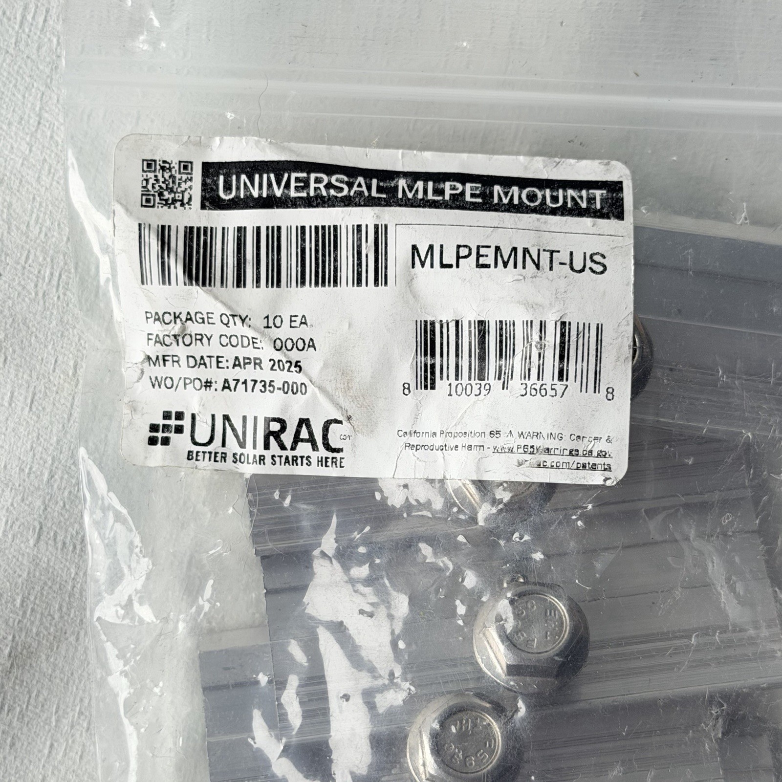 UNIRAC 008114M MLPE MOUNT ASSEMBLEY (Pack of 20