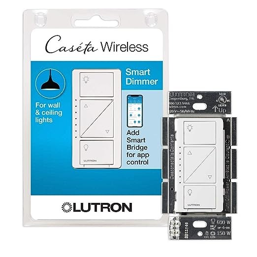 Lutron Caseta Smart Lighting Dimmer Switch Wall Ceiling Lights PD-6WCL – White