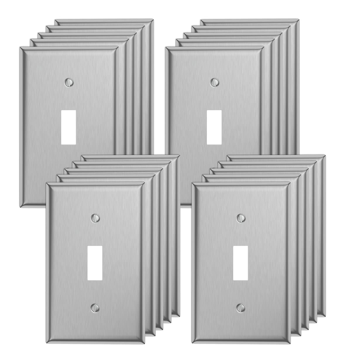 20-Pack Single Toggle 1-Gang Wall Switch Plate Cover Stainless Steel Light Sw…
