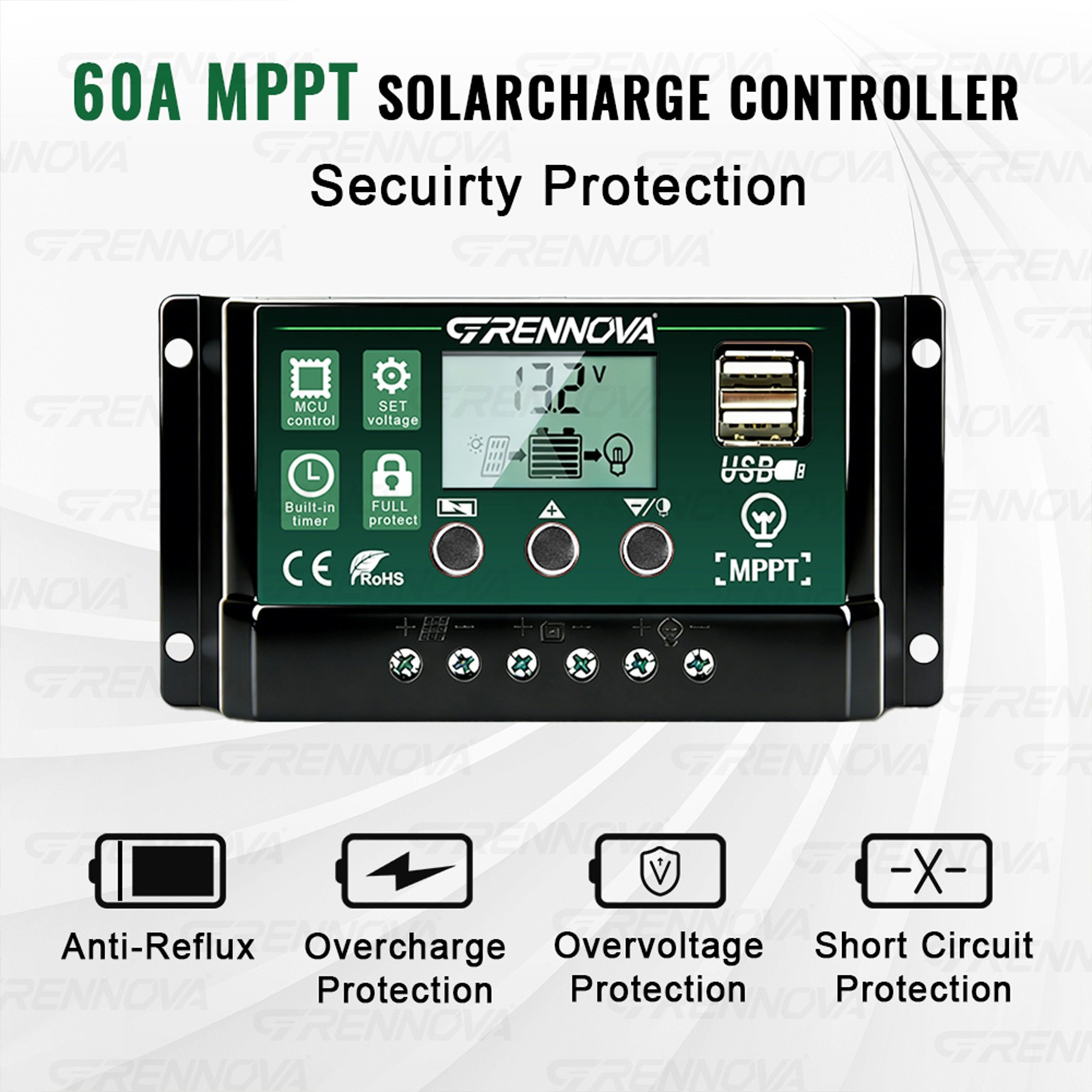Grennova 1400W Solar Kit 35W Panel 60A MPPT Off-Grid RV Home Backup