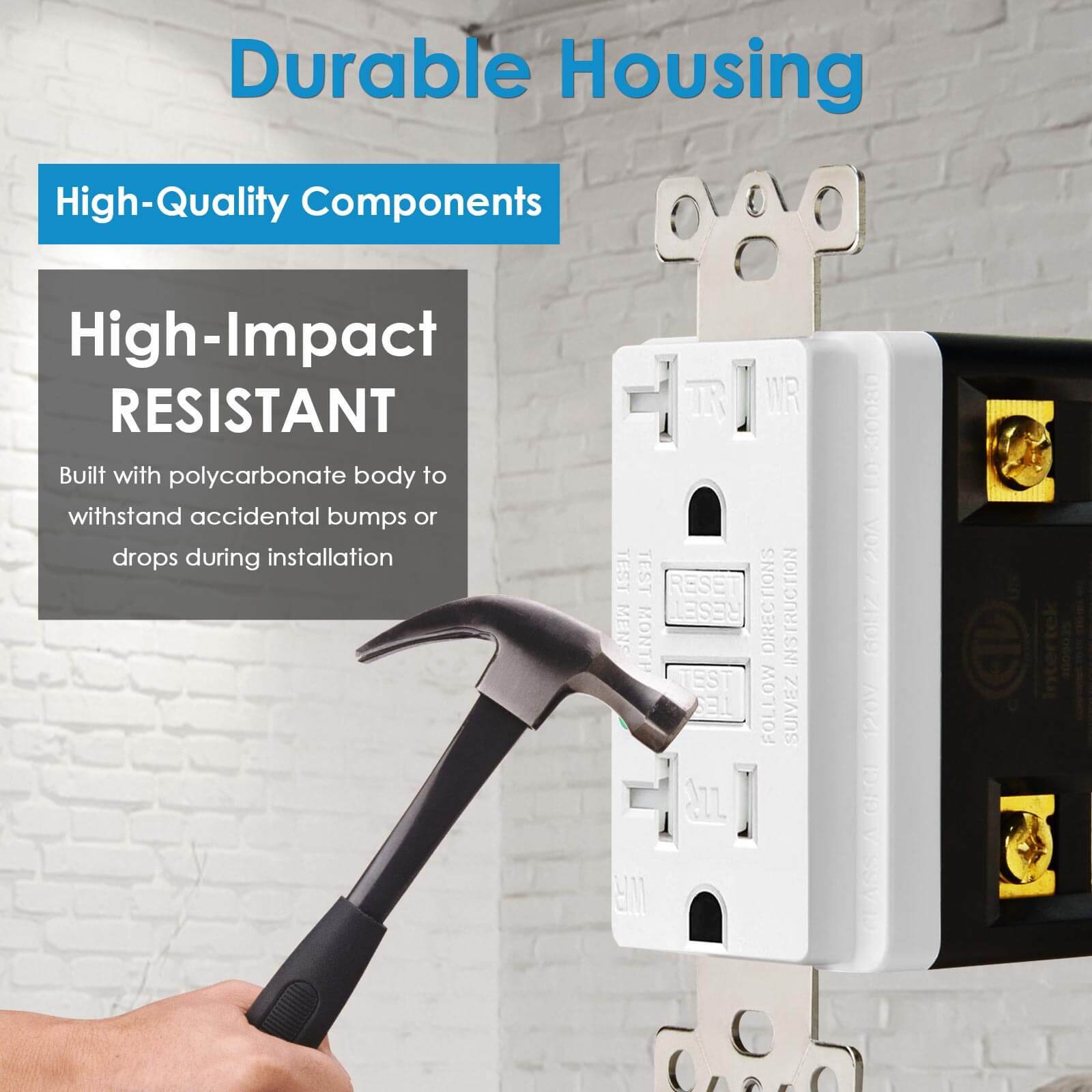 20A AMP GFCI GFI Safety Outlet Receptacle w/ Wall Plate – White Black ETL WR TR