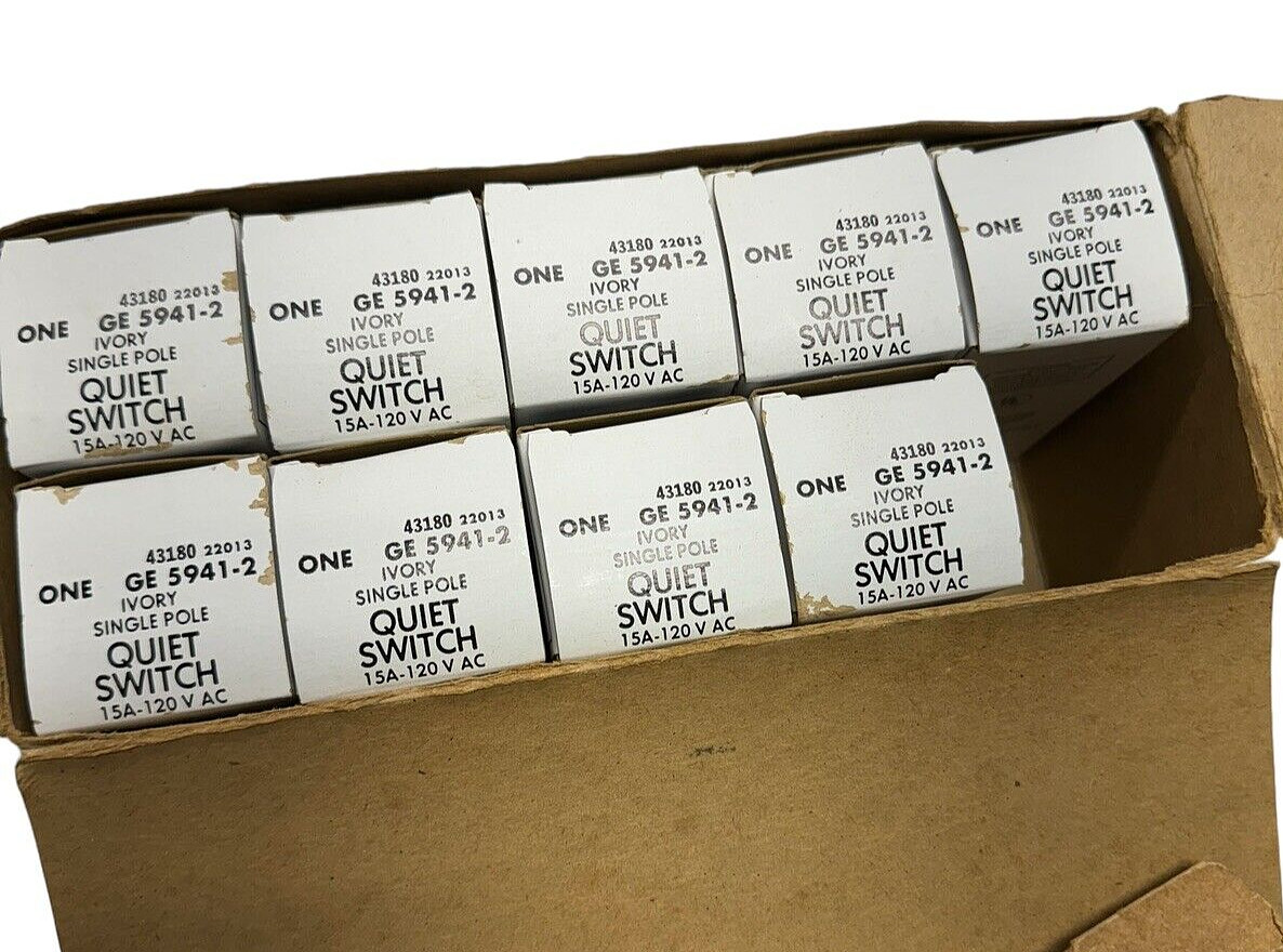 GE 5941-2 Ivory Quiet Switch Single Pole, 15A, 120V **Free Shipping**