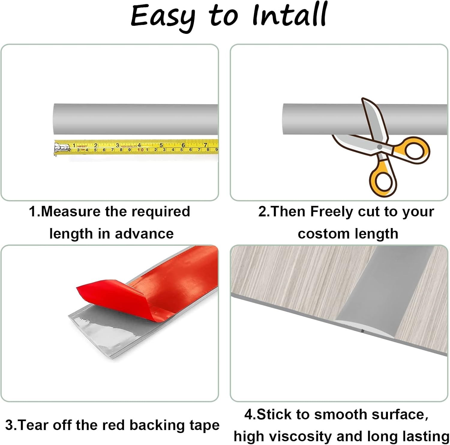 Versatile 39-Inch PVC Floor Transition Strip – Easy Self-Adhesive Installation
