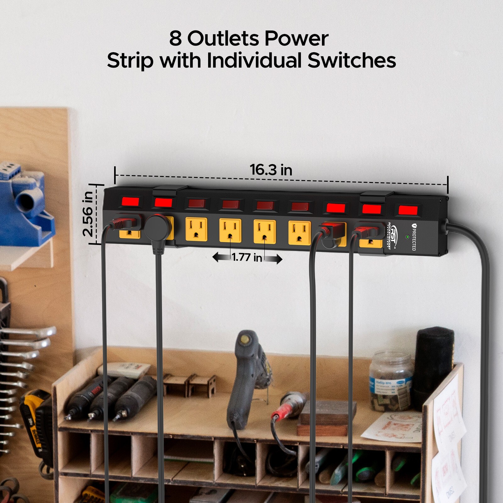 6-Outlet Power Plug with Surge Protector, ETL Certified 15FT Power Cord，one year
