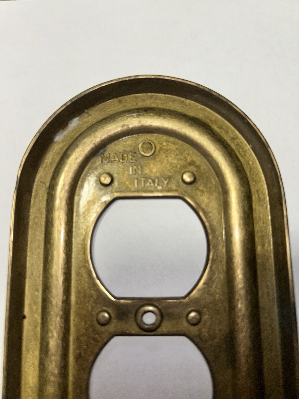 Vintage Brass Finish Metal Duplex Outlet Cover Plate Made in Italy 4.6 x 2.8″