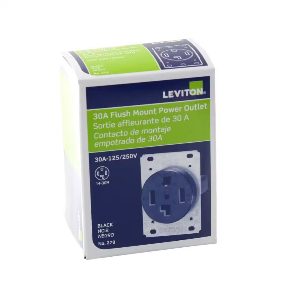 30 Amp Power Outlet Industrial Flush Mount Single Receptacle Thermoplastic