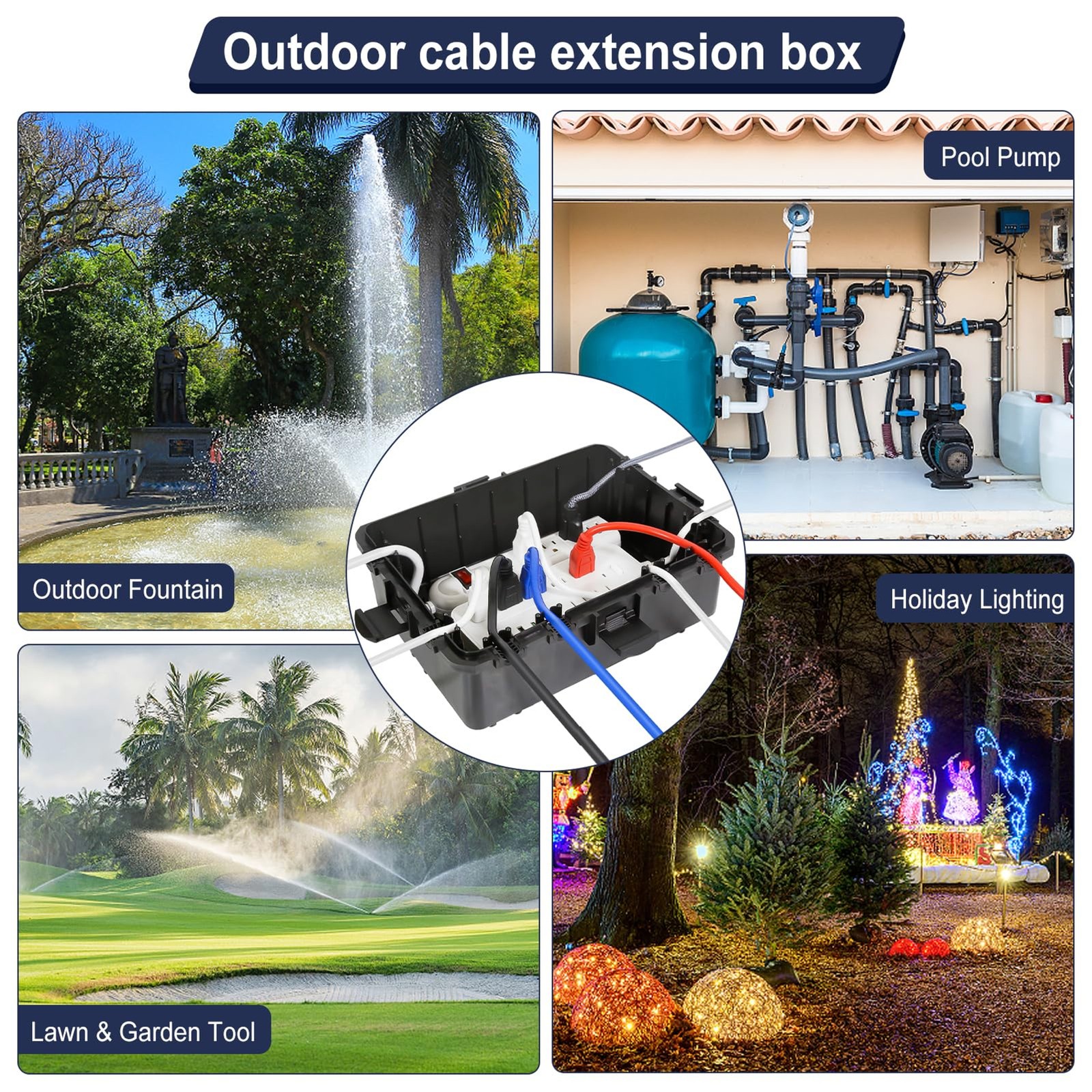 Large Outdoor Electrical Box Waterproof IP54 Extension Cord Cover Protect Power