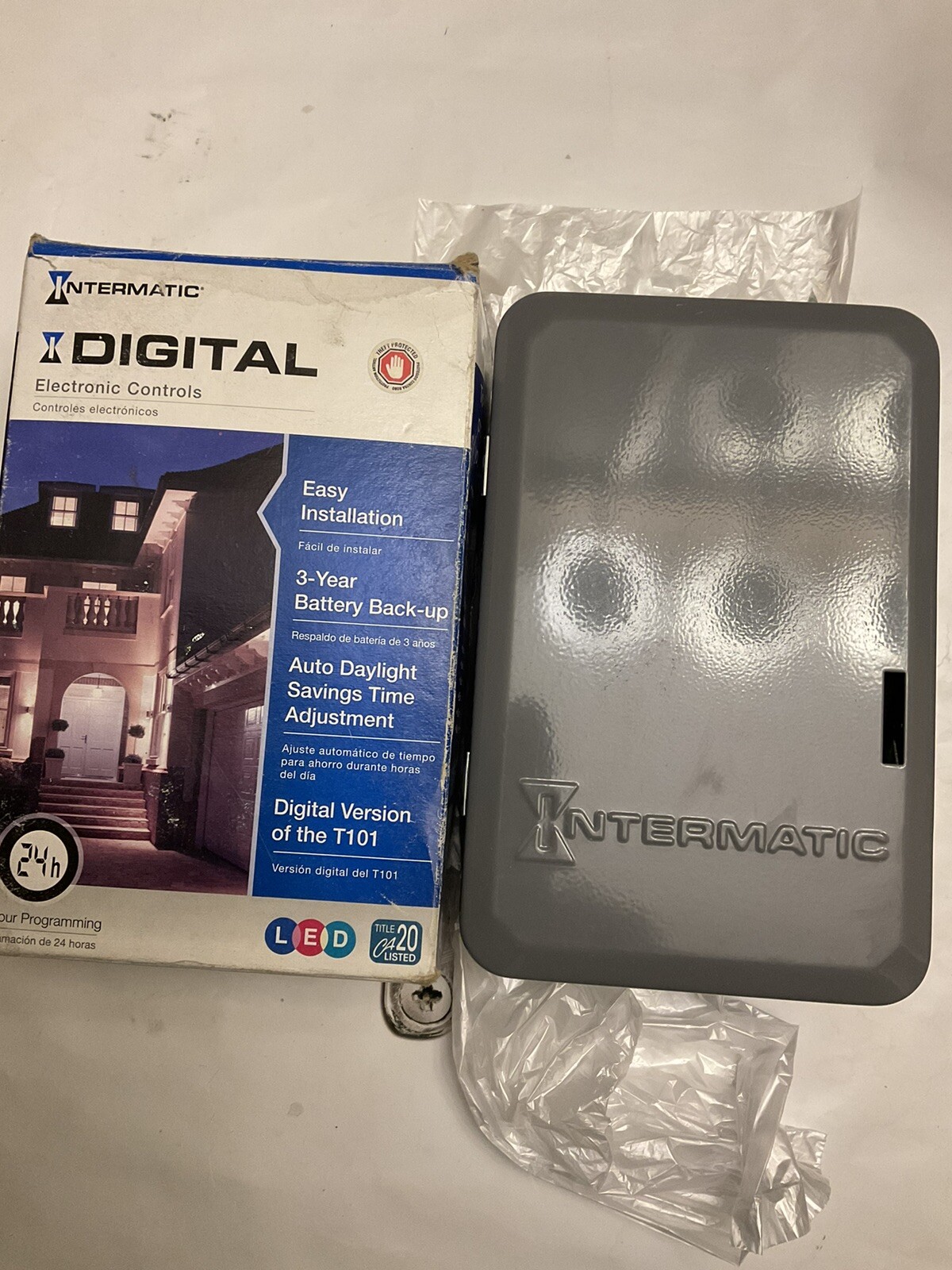 Intermatic Timer Switch Indoor Enclosure Digital 20 Amp 24 Hour 1 Circuit, DT101