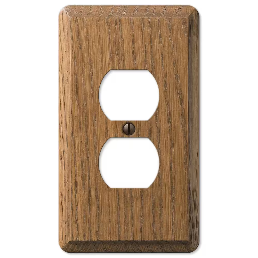 Contemporary 1 Gang Duplex Wood Wall Plate – Medium Oak