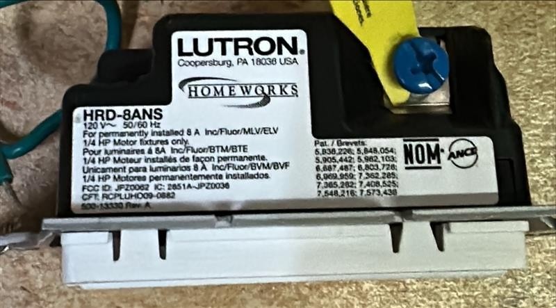 Lutron Homeworks HRD-8ANS-WH Electronic Switch