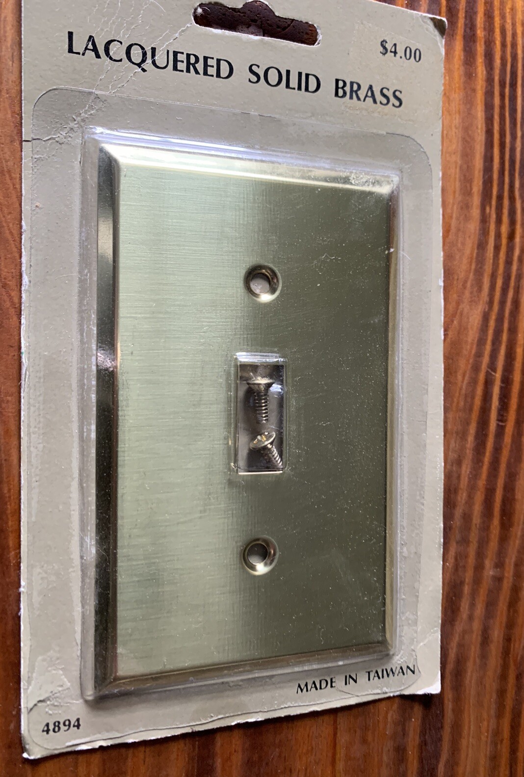 Vintage Lacquered Solid Brass Single Switch Wall Plate Cover, Set of 2, Taiwan