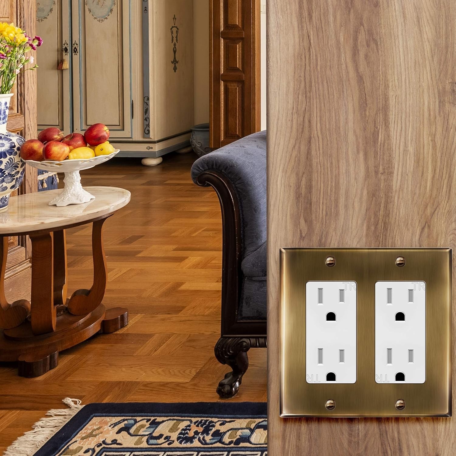 Antique Brass 2-Gang Stainless Steel Switch Plate – Corrosion Resistant Elegance