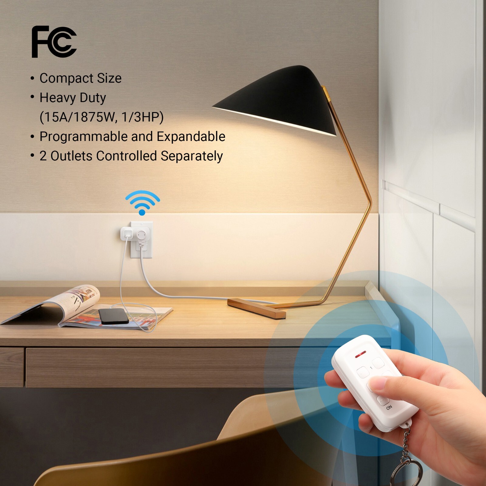 Wireless Remote Control Outlet 2 Independent Control Sockets Electrical Remote