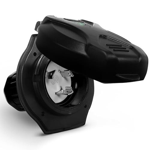 True Mods RV Inlet Shore Power Supply Outlet 30 Amp Inlet Receptacle Black 30A