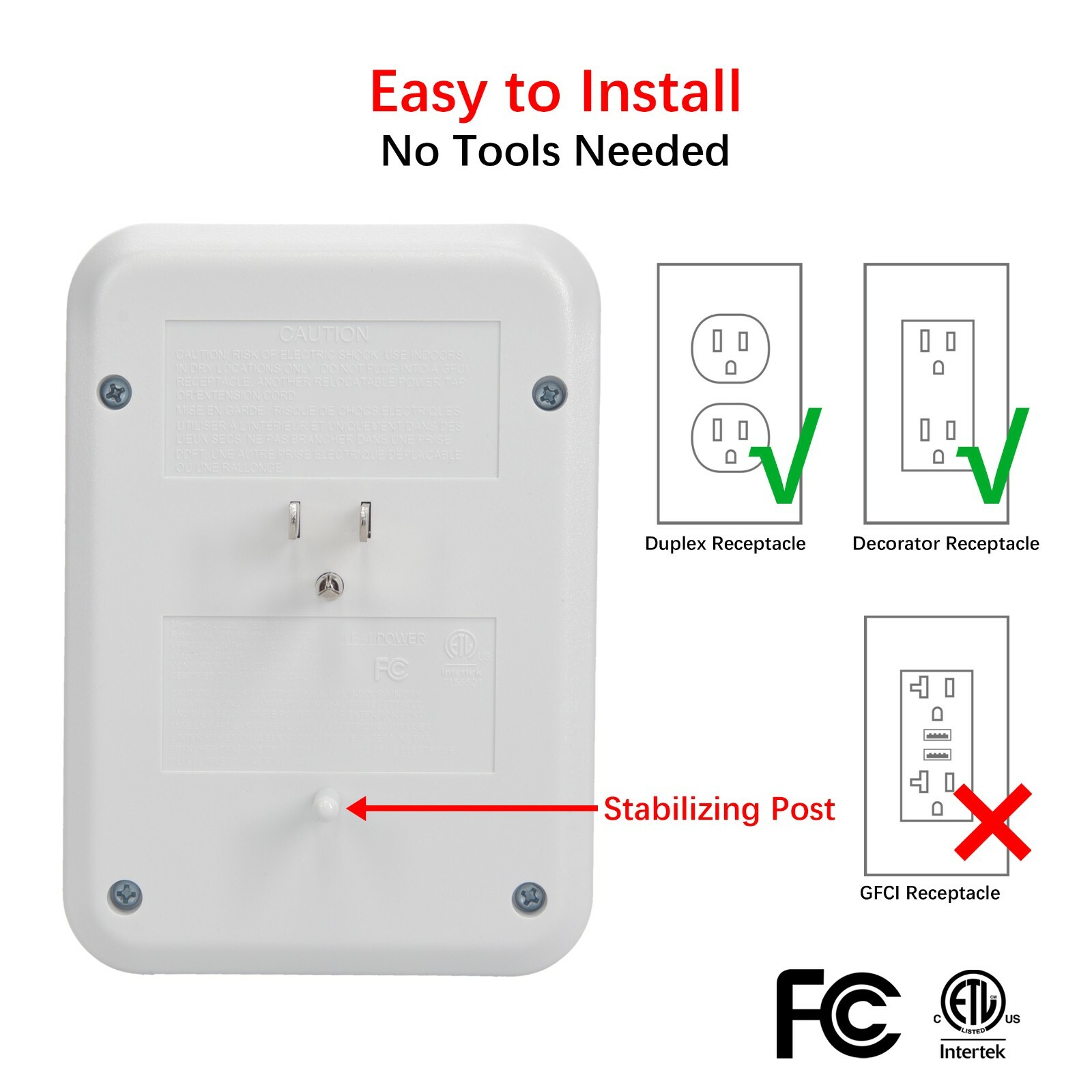 CP (2-Pack) 6-Outlet 600 Joule Wall-Tap w/ 2 USB-A & Nightlight, CP30005