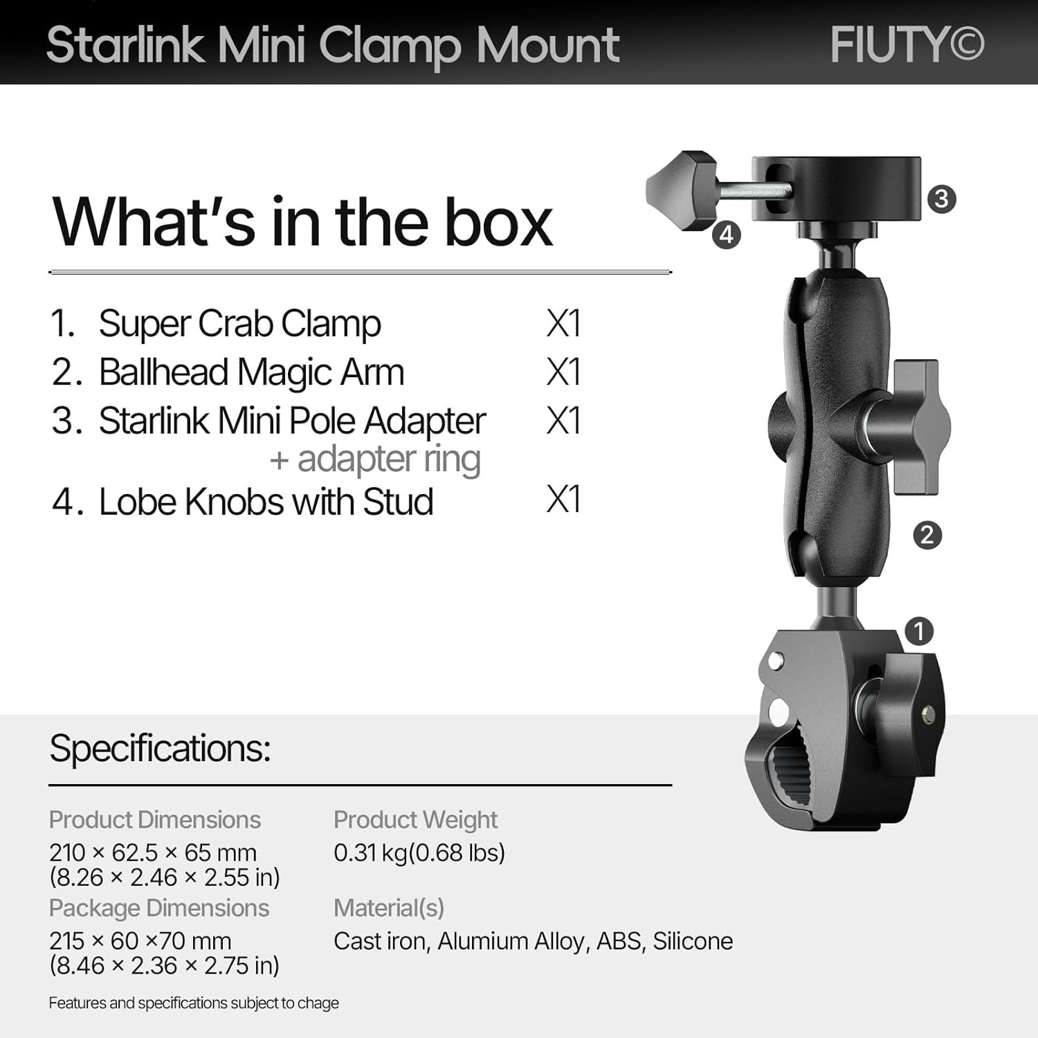 Soporte de sujeción y adaptador de tubo 2 en 1 para Starlink Mini (2024–2026), d