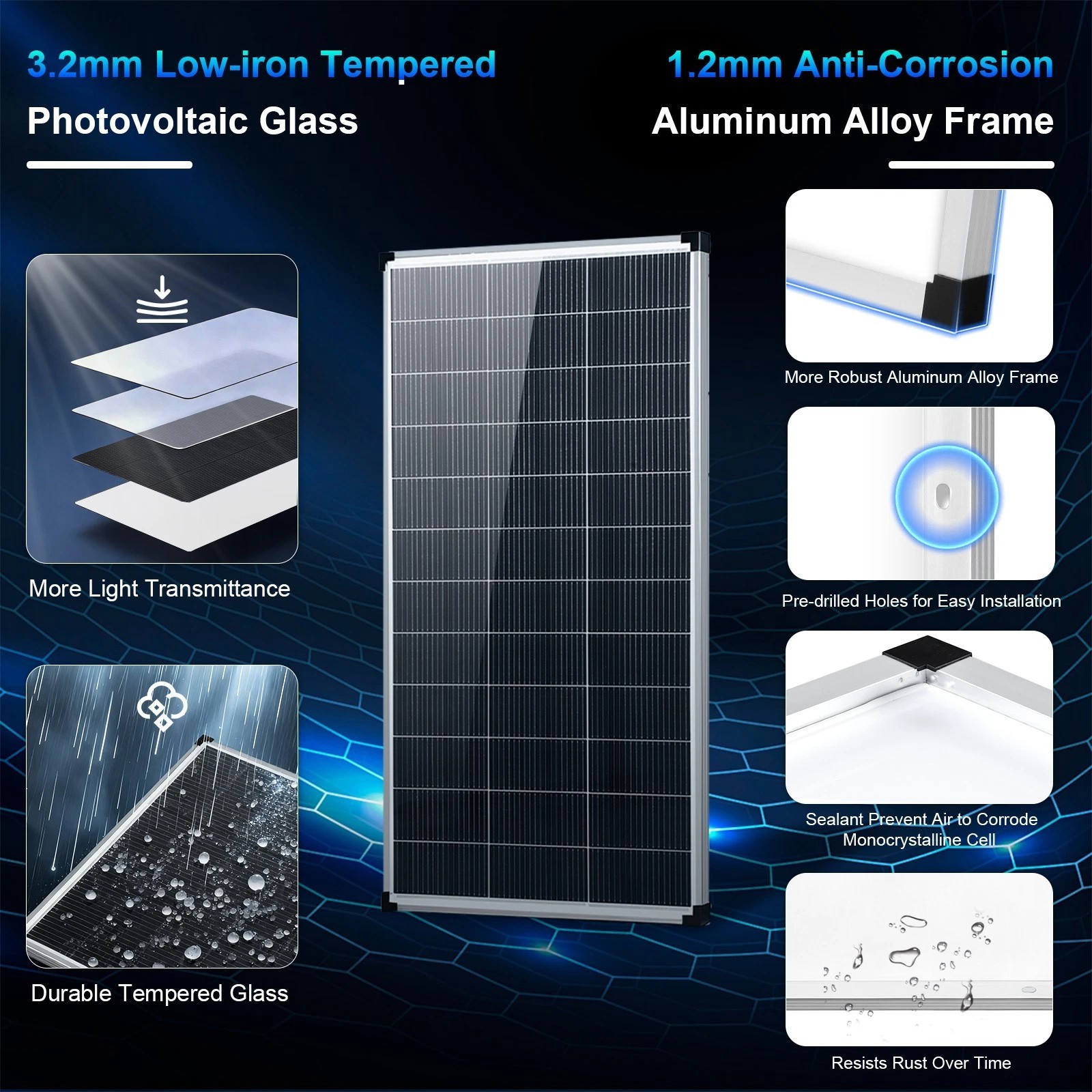 400W 800W Solar Panel 18V Mono N-Type Charger RV Home Off-Grid