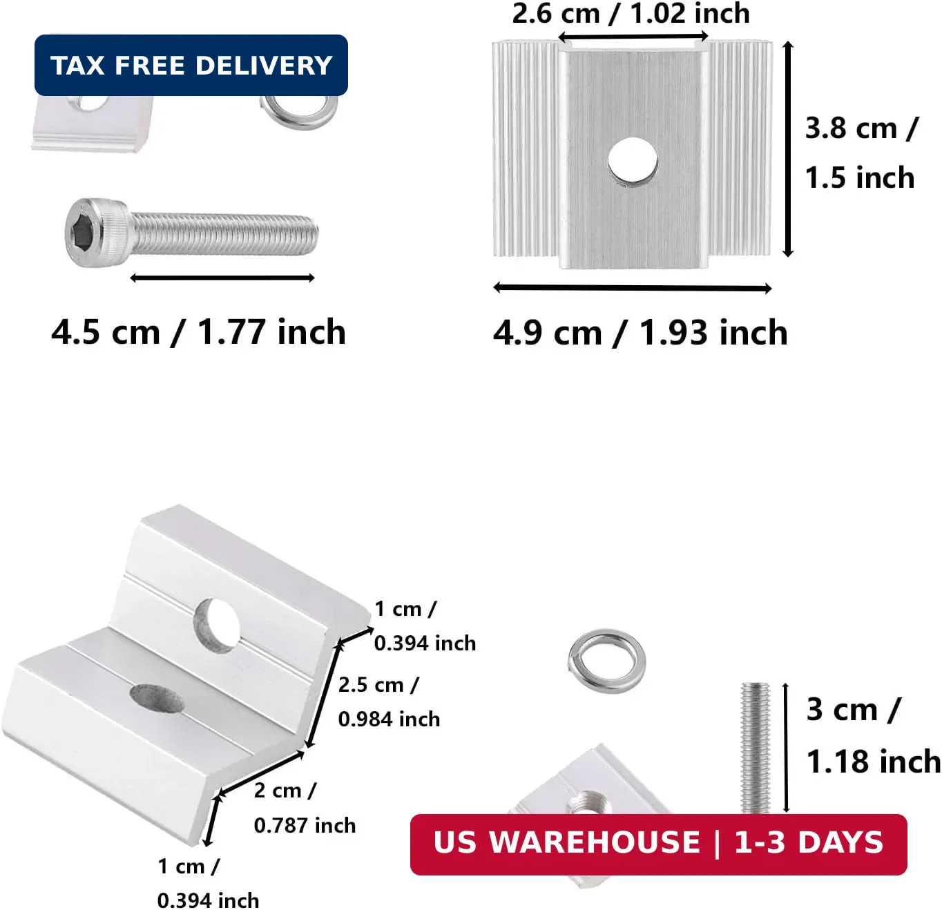 Solar Panel Mounting Brackets in A Row Assembly | for Panel Thickness 1.18″-1.38