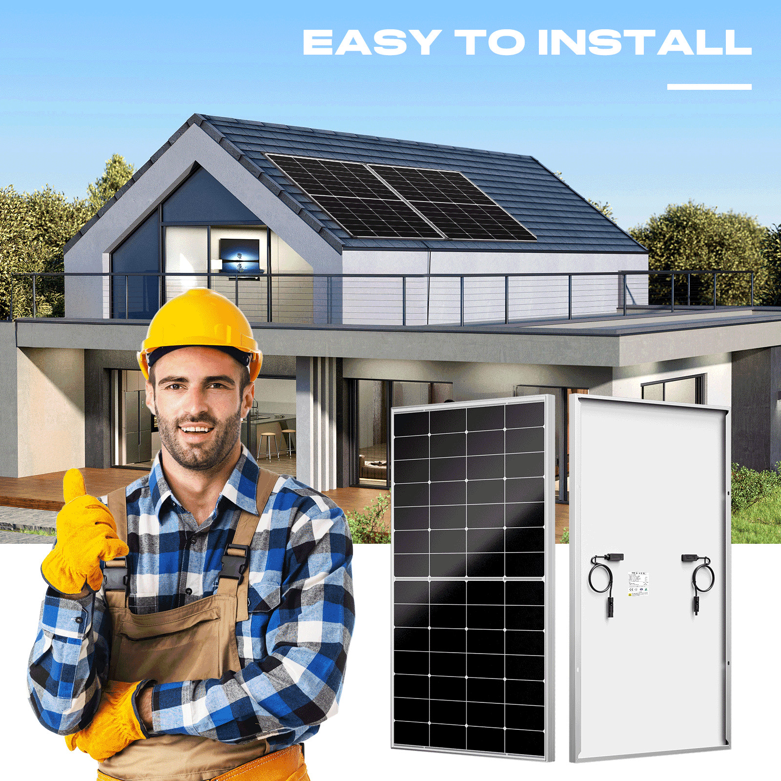 300W Watt Solar Panel 12V Monocrystalline RV Camping Roof Trailer Home Off Grid