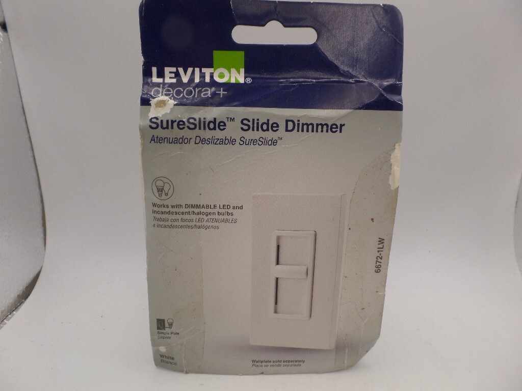 LEVITON 6672-1LW DECORA SURESLIDE UNIVERSAL 150W SLIDE-TO-OFF DIMMER WHITE