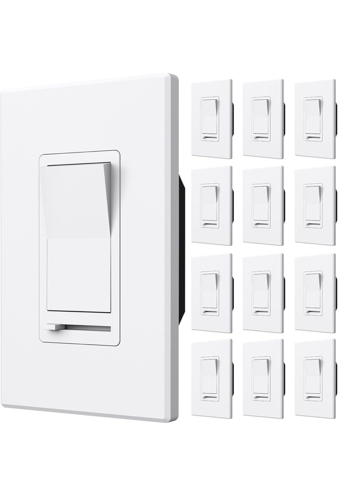 Amico 12 Pack Light Dimmer Switch, No Neutral Wire, Single Pole or 3-Way,