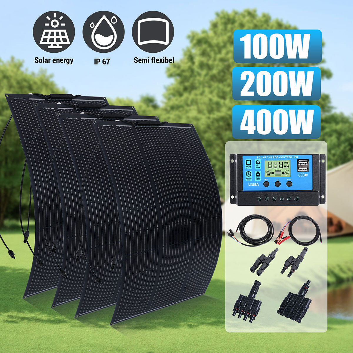 4 X 100 Watts Solar Panel Kit 30A 18V Battery Charger Controller Caravan Boat RV