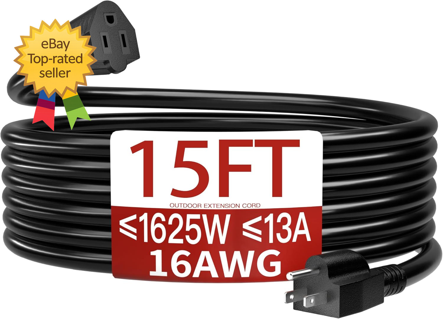 16/3 13A 125V 1625W 15 FT Outdoor Extension Cord Waterproof Weatherproof & Flame