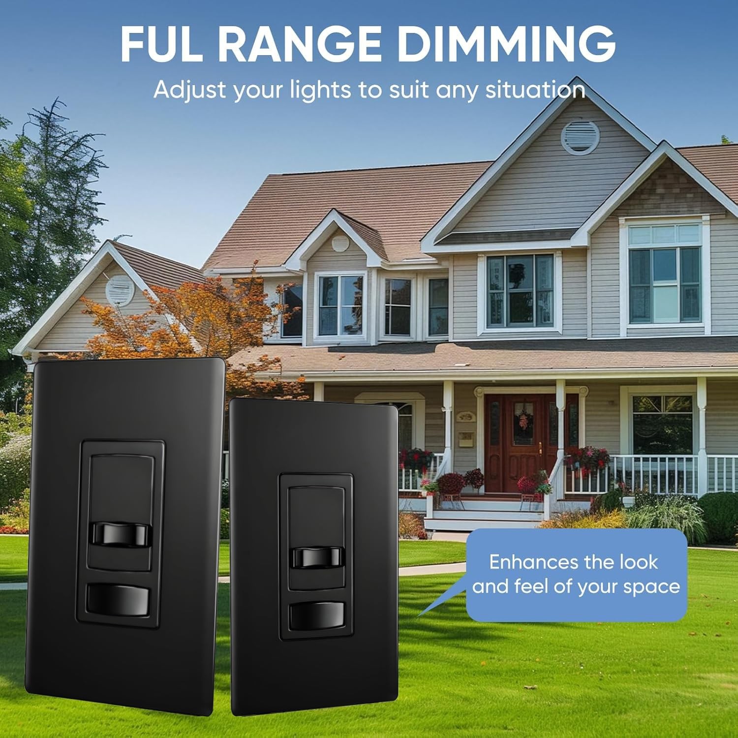 Dimmer Light Switch, for 300W Dimmable LED/CFL Lights and 600W Incandescent/H