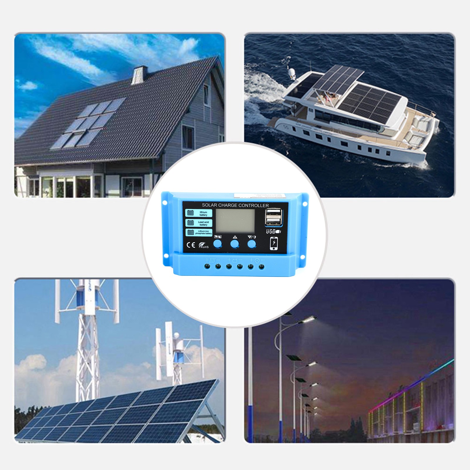 PWM 10A/20A/30A Solar Charge Controller Regulator For Lifepo4 Lead Acid
