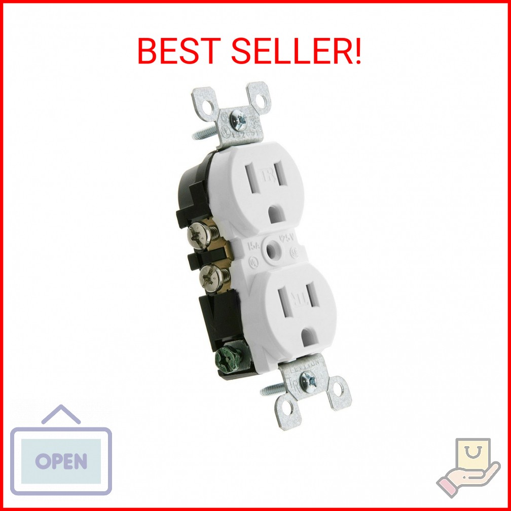 Leviton 15 Amp 125 Volt Tamper Resistant Duplex Receptacle, 10 Pack, T5320-IMP,