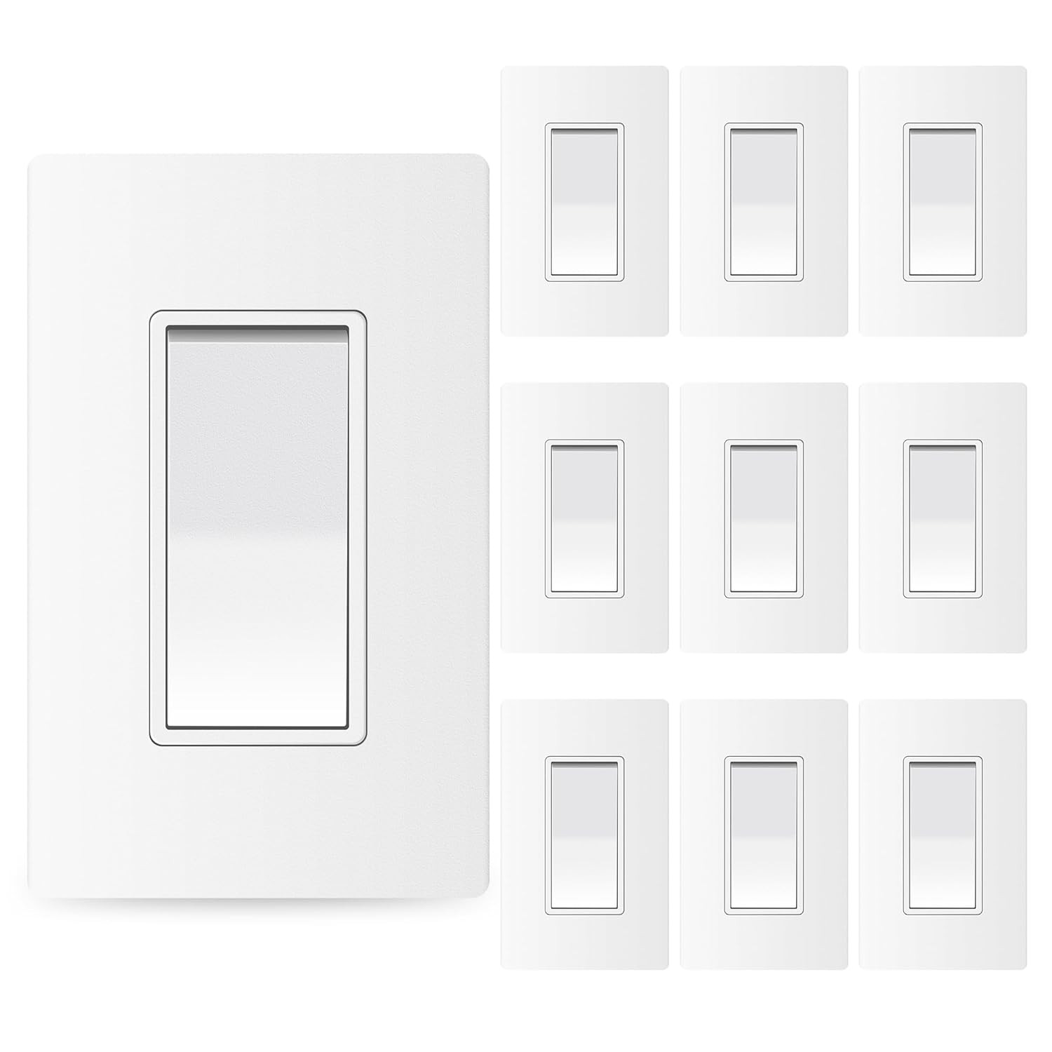 Single Pole Decorator Wall Light Switch with Quiet Operation, Wall Plate Include