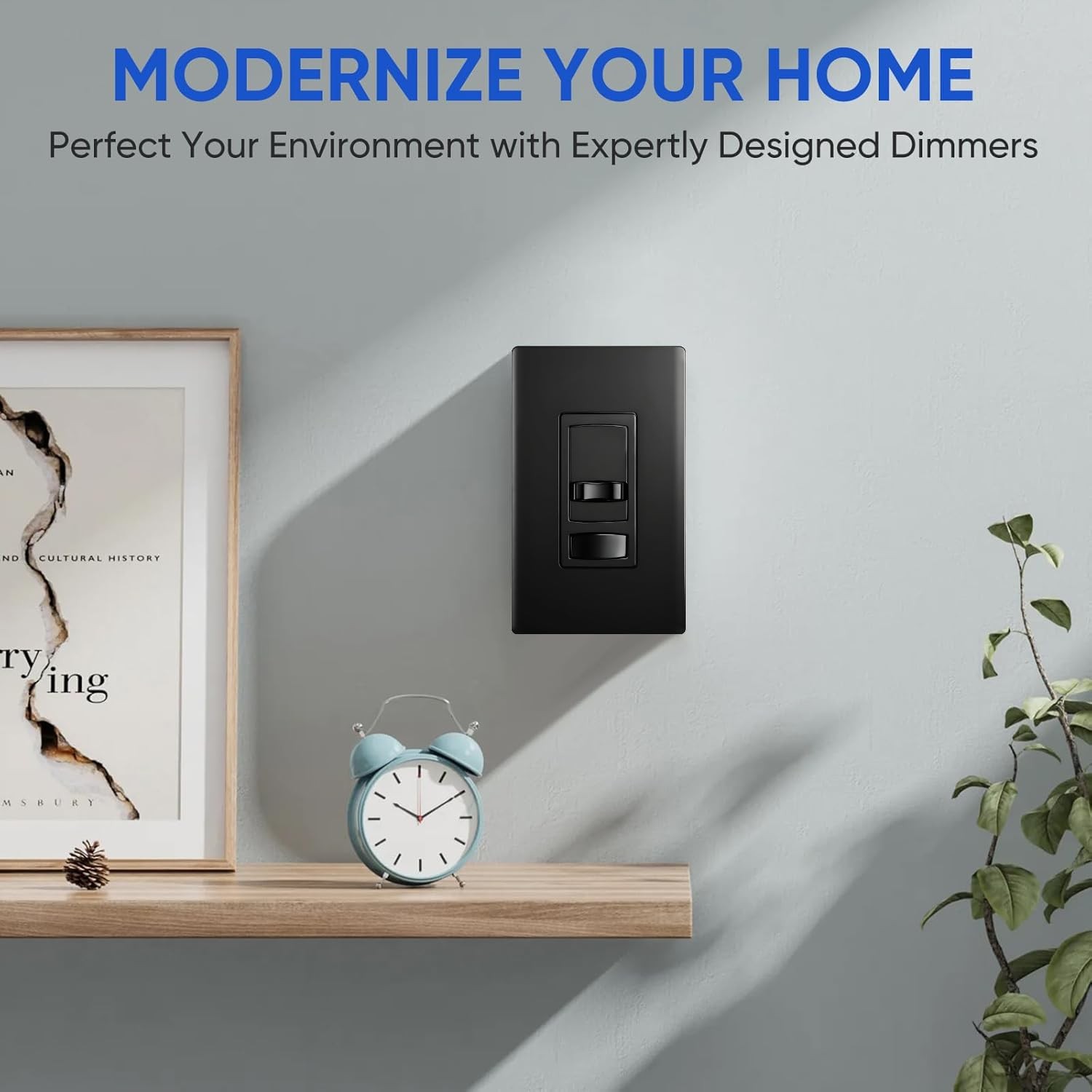 Dimmer Light Switch, for 300W Dimmable LED/CFL Lights and 600W Incandescent/H
