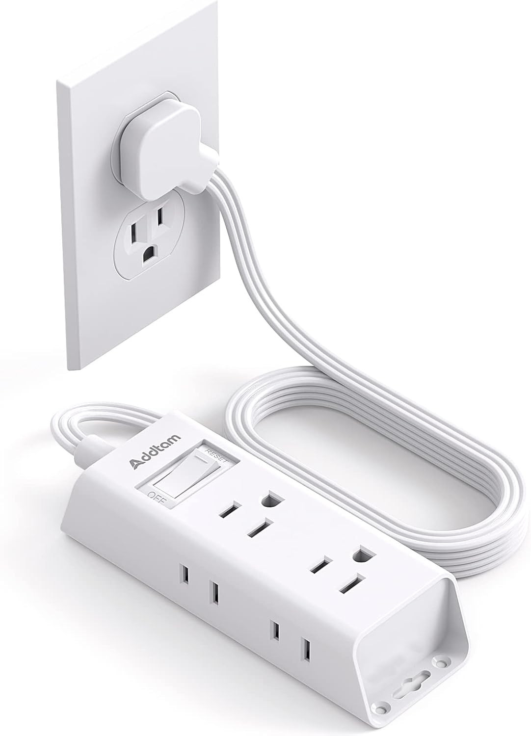 Cruise Essentials Flat Plug Power Strip – 5ft Cord with 6 Outlets for Travel