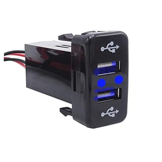 Dual USB Power Socket Charger LED Power Outlet 2.1A Blue LED Light Compatible