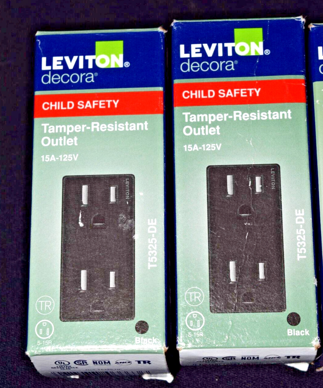 Lot of 2 Leviton Child Safety Tamper Resistant Outlets And 1 Switch 15A – 125V