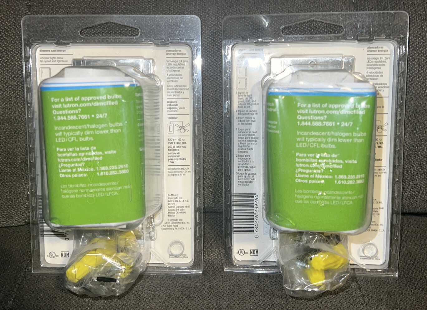 Lutron Maestro Lot Of 2 1.5Amp 4-Speed Wired Fan Control and💡Light Dimmer-White