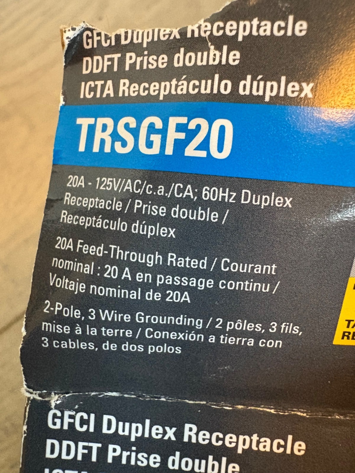 Eaton TRSGF20 GFCI Duplex Receptacle 20A 125V/AC 60Hz NIB