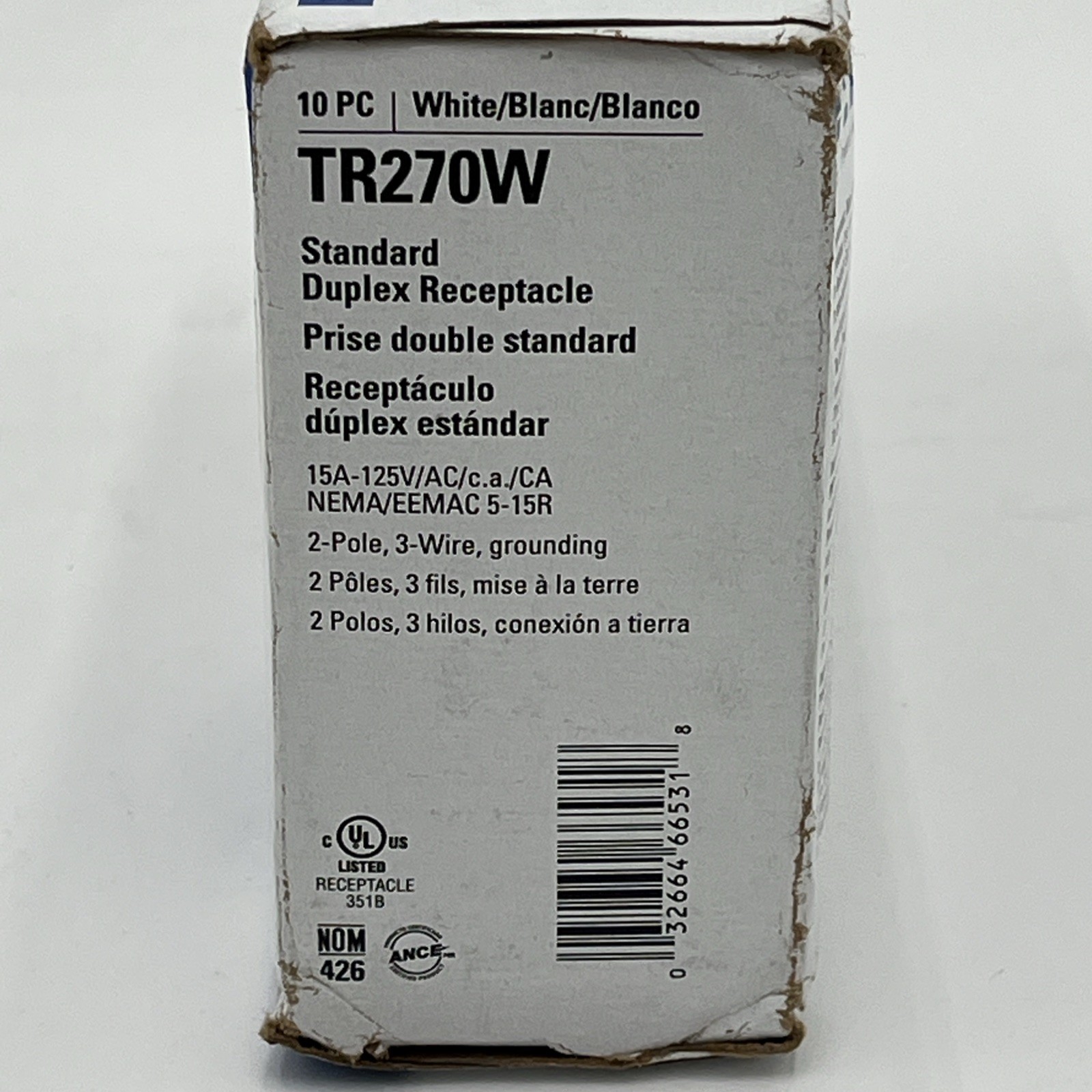 BRAND NEW!! 10 Pk Eaton White 15A 125V Tamper Resistant Duplex Outlet TR270W