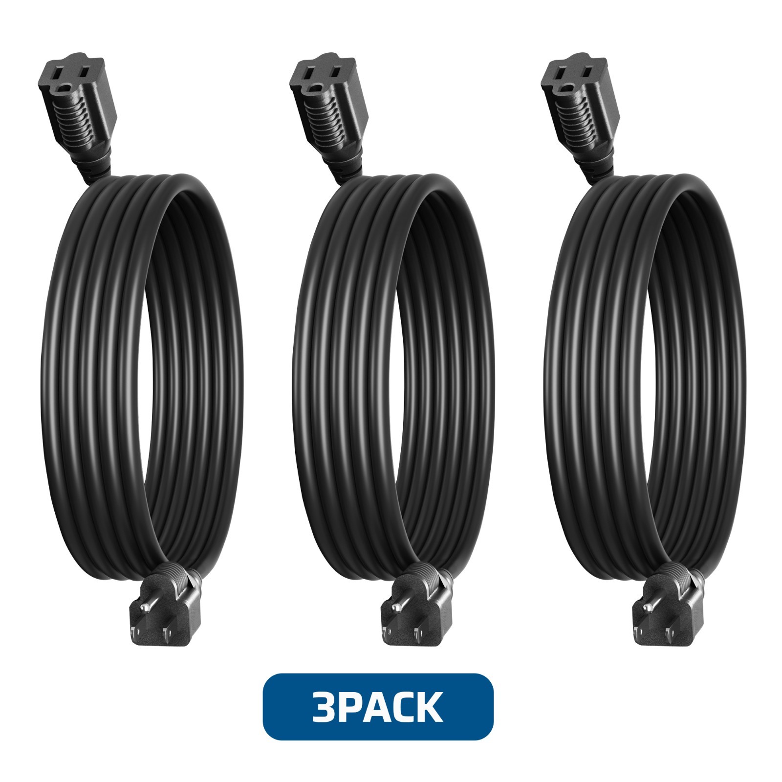 DEWENWILS 3PK 6FT 16/3 Gauge Extension Cord SJTW Weatherproof Outdoor Indoor