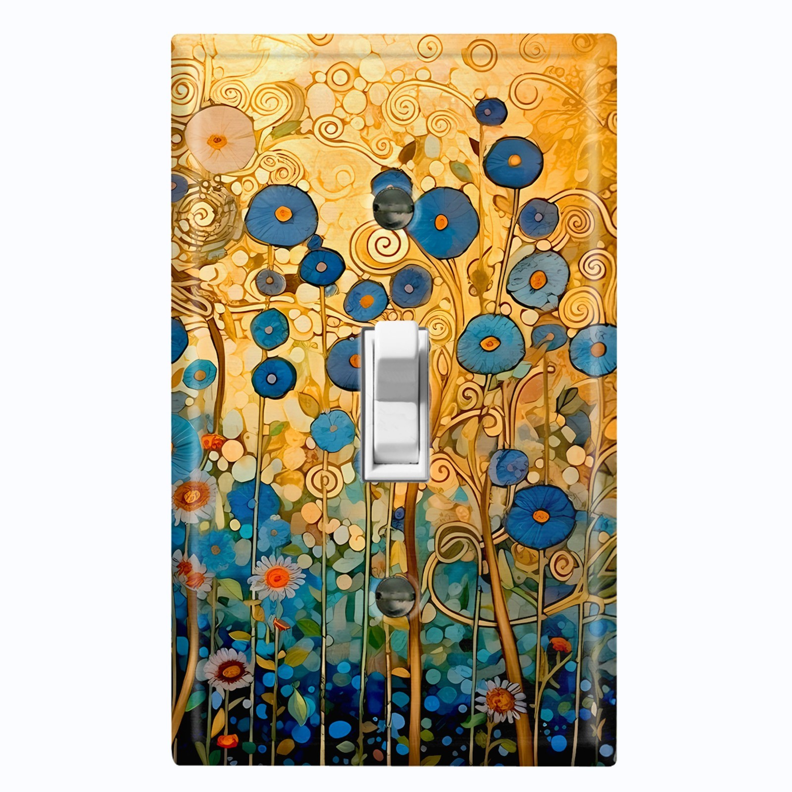 Metal Light Switch Outlet Cover Wall Plate Blue Poppy Flower Art Decor FWR263