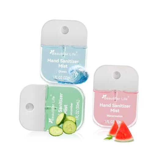 Mini Portable Hand Sanitizer Spray (3-Pack) – Pocket-Sized 1 Fl Oz Travel,