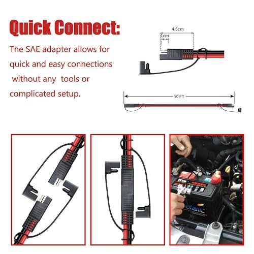 1.6/3.3/6.5/13/25/50 FT SAE to SAE Extension Cable 14AWG,14 Gauge 14AWG 50FT