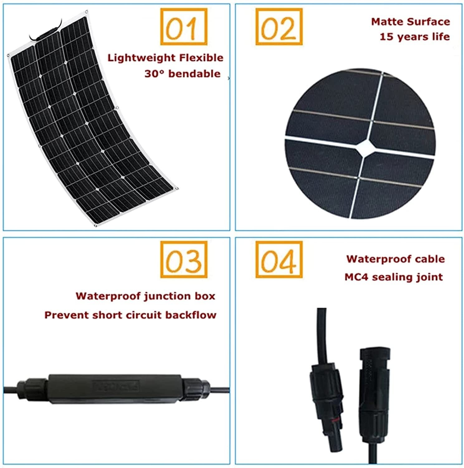 150Watt Flexible Mono Solar Panel 12V Volt Car Boat RV Home Rooftop Camping Roof