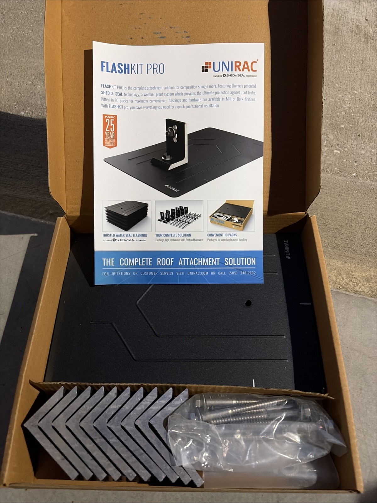 UNIRAC FLASHKIT PRO Dark 10 Pack 0040550 Solar Mount Flashing Kit 8 X 12