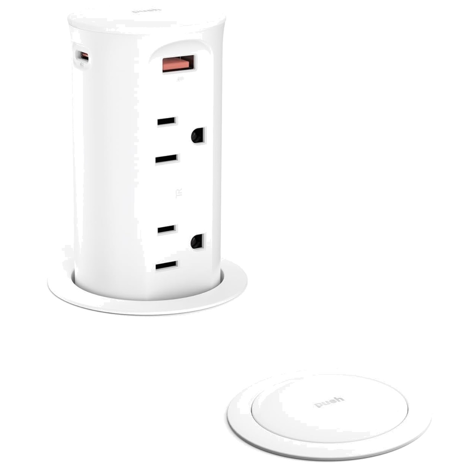 Countertop Power Grommet, 15A Outlet, 4 USB Ports, 4 Outlets