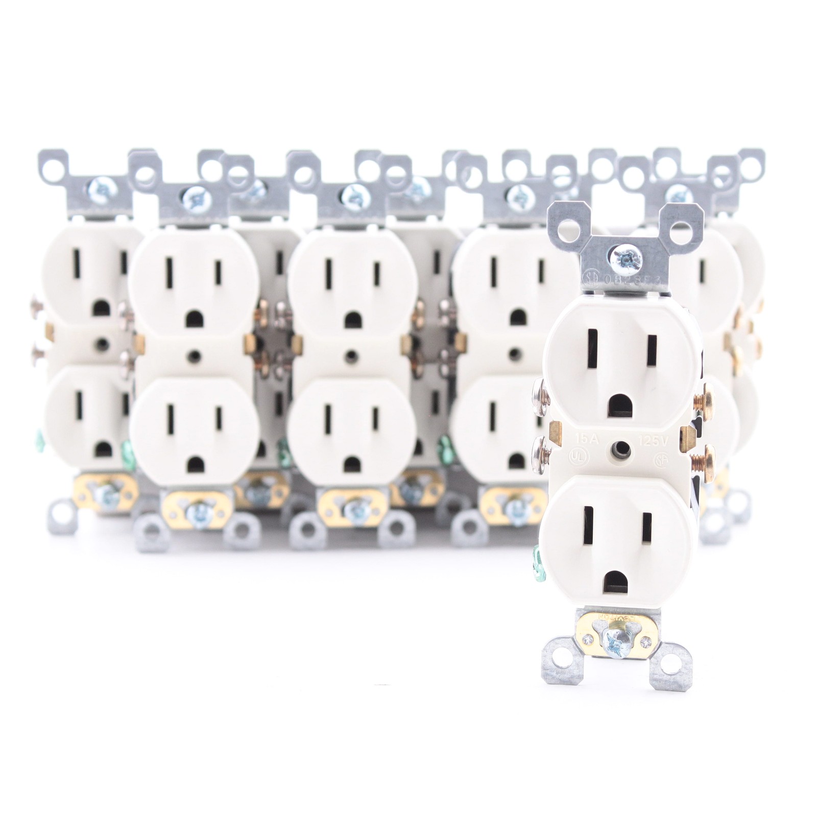 Leviton 5320-SA Almond 15A Residential Duplex Receptacle Outlets Bulk 5-15R 10pc