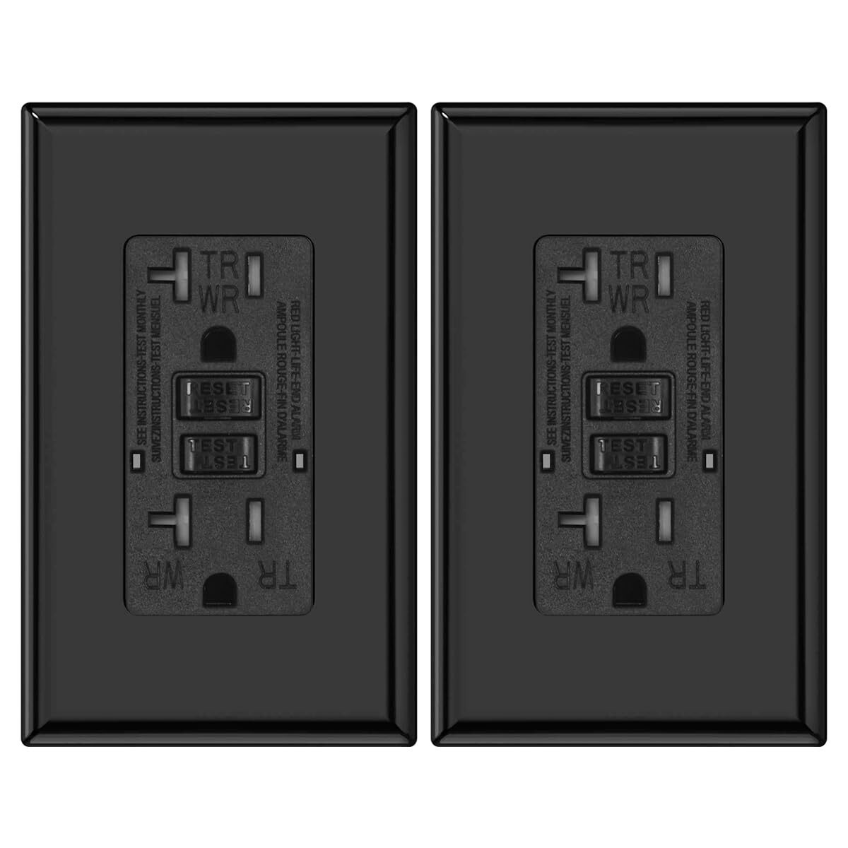 20A GFCI Receptacle Outlet,WR TR Tamper Resistant,LED Indicator,Black,ETL listed